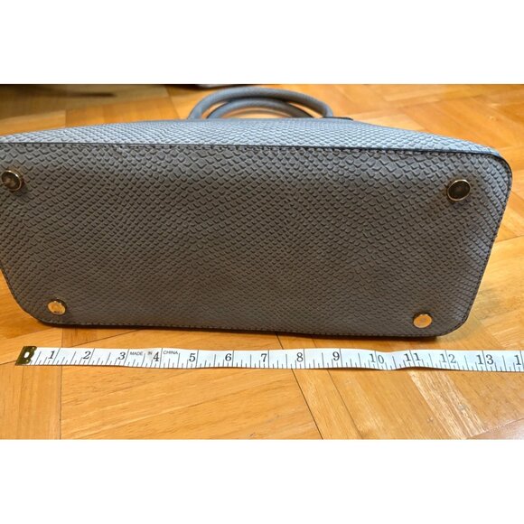 A New Day Faux Leather Satchel Bag Gray Snake Print Handbag Purse Gold Hardware - Picture 10 of 10